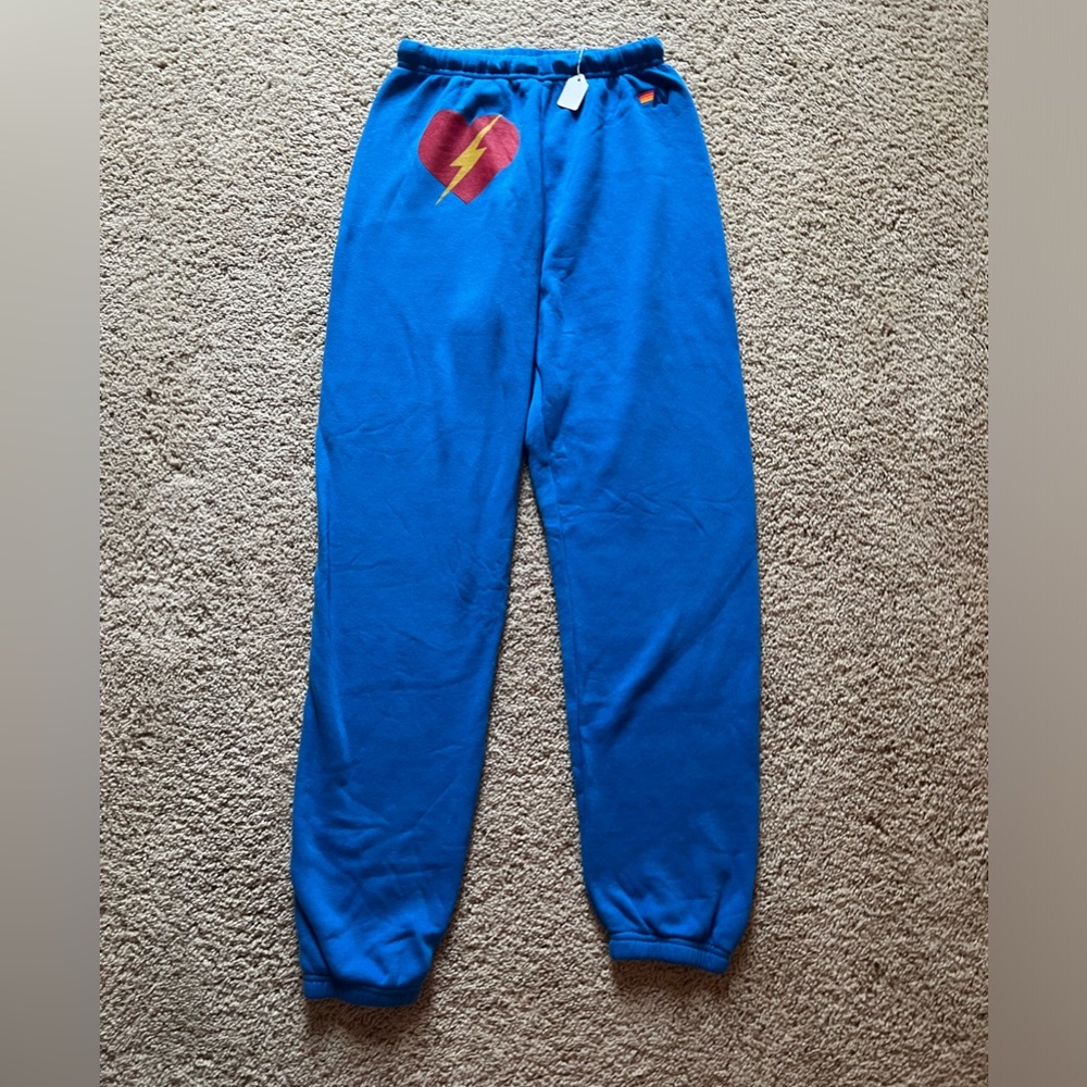 Aviator Nation Bolt Heart Sweatpants- ocean